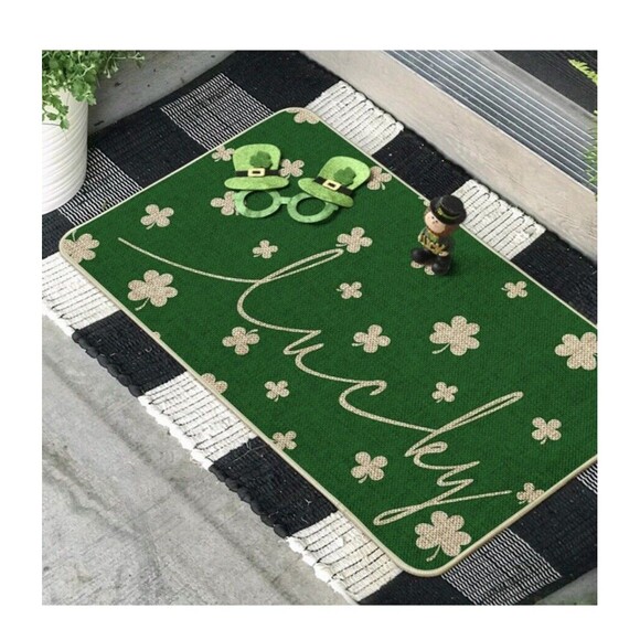 Artoid Mode Shamrock Lucky St. Patrick's Day Doormat, Spring 17" x 29" Green New - Picture 4 of 6